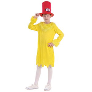 Costume Sam I Am pour enfants, tenue de fête d'Halloween Dr Seuss Green Eggs And Ham, robe jaune, chapeau rouge, taille moyenne - Product Image 5