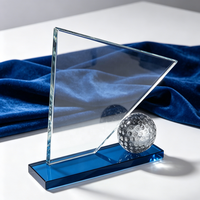 Trophées et plaques en cristal personnalisés directement de l'usine avec balle de golf pour les compétitions sportives – Récompense sportive en cristal pour le golf