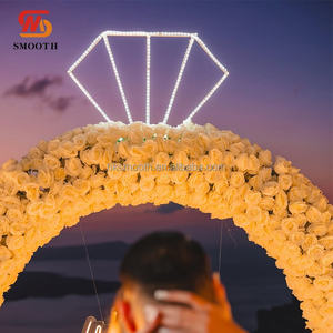 SMOOTH Customized hite Rose Circular Flower <b>Arch</b> Diamond Top Wedding Proposal Backdrop Decoration - Product Image 5