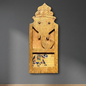 Handmade Wooden Ganesha Photo <b>Frame</b> With Carved Design And Colorful Artwork Vertical <b>Wall</b> Decor - Product Image 5