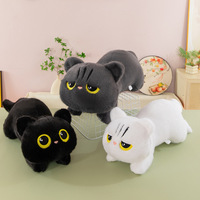 Nouveau 2026 Coussin en peluche chat couché, animal en peluche de soutien émotionnel, coussin corporel chat doux et mignon, anti-stress, coussin de lit, cadeau