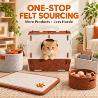 Vente en gros de maison pour chat pliable en feutre, lit portable pour animaux de compagnie, niche confortable pour chat, nid d'intérieur pour chat, OEM ODM personnalisé