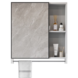 Miroir de salle de bain intelligent avec éclairage intégré, design moderne et <span class=keywords><strong>simple</strong></span>, en fibre de carbone, anti-buée, avec rangement mural - Product Image 1