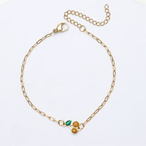 Pulsera minimalista de frutas PVD, cadena fina de acero inoxidable chapada en oro de 18 quilates, bonita pulsera de cereza, tobillera para niñas - Product Image 3