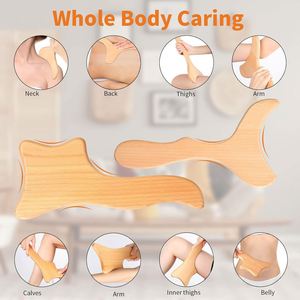 Herramientas de masaje de madera de color natural para esculpir el cuerpo, alivio del dolor muscular, masajeador anticelulítico, mejora la circulación sanguínea, normal - Product Image 2