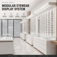 Présentoir de Magasin de Détail pour Lunettes de Soleil et Smartphones en Verre Personnalisé de Haute Qualité avec Éclairage LED et Finition Stratifiée