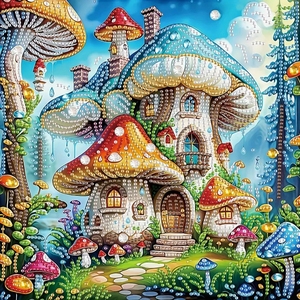 Kit Pittura Diamante 5D Fai-da-Te - Casa dei Funghi, Arte con Diamanti Rotondi/Quadrati, Decorazione Murale per Casa - Product Image 1