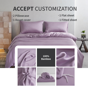 Parure de Lit 100 % Bambou Bio, Taille et Couleur Personnalisables, Draps de Lit en Bambou Respirants et Rafraîchissants avec Drap-Housse Élastique et Taie d'Oreiller - Product Image 4