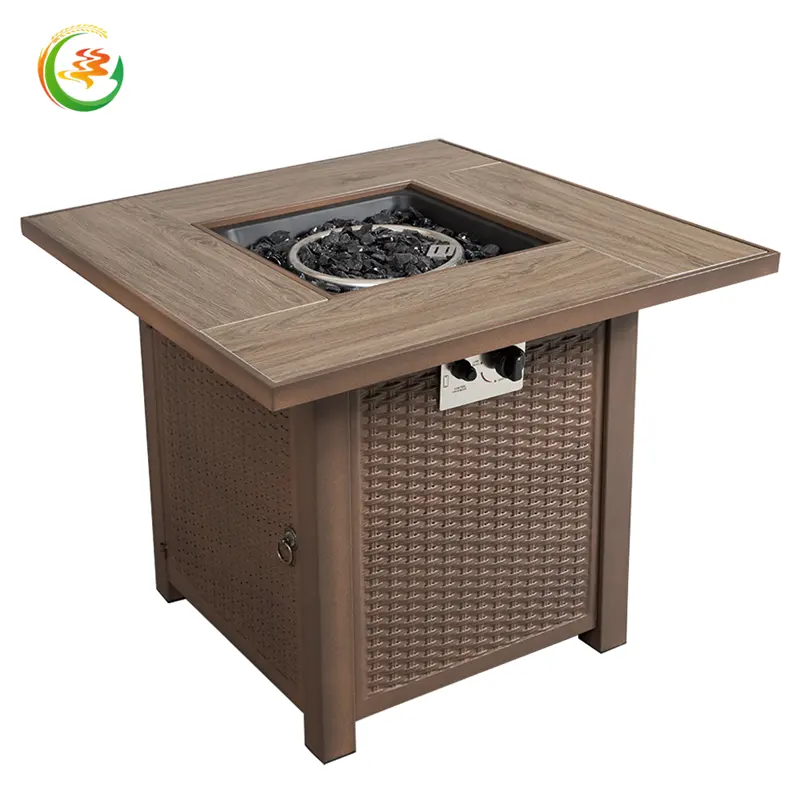 Nuovo prodotto di tendenza sicurezza Design contemporaneo quadrato senza fumo Carbon Burning Fire Pit cortile gas propano fire pit tables