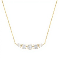 Collier pendentif cinq pierres en moissanite, argent 925 plaqué or, serti griffe, rond, princesse, poire, cadeau