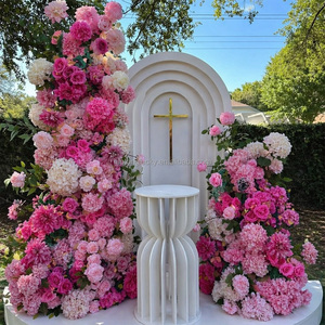 Rosenroter Hortensien-Hornbogen mit Goldrahmen, Weiße Seidenrosen und Kaskadierendes Grün für Hochzeitszeremonie, Fotobox, Altar und Bühnendekoration - Product Image 5