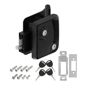 RV נסיעות קרוואן כניסת דלת מנעול שחור ההנעה Deadbolt 100% מתכת Camper דלת תפס ידית אבץ סגסוגת RV דלת מנעול החלפה - Product Image 1