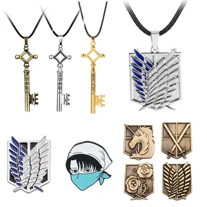 16 Designs Hot sale Anime Attack on Titan Alloy pendant with leather chain necklace jewelry