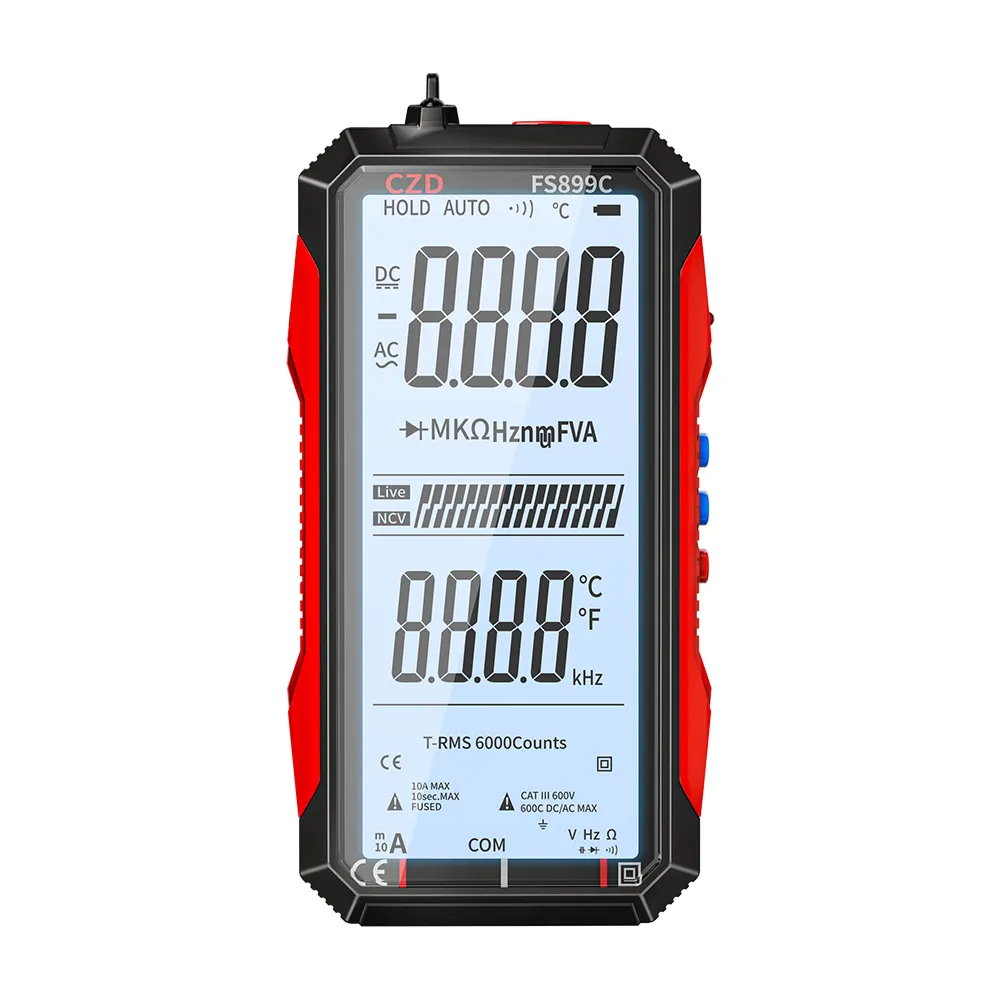 Super Full Screen Rechargeable Full Functions 6000 Counts Auto-ranging Digital Multimeter as Non Contact Voltage Testers