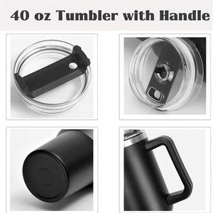 Blue Stainless Steel Tumbler <b>With</b> Handle And <b>Straw</b> 30oz Vacuum Insulated Travel Mug BPA Free Minimalist Design - Product Image 5