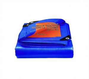 Bâche imperméable 3x4 mètres rectangulaire pour extérieur, auvent bleu orange en PVC - Product Image 1