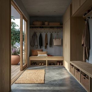 Vermonhouzz Armoires <span class=keywords><strong>d</strong></span>'<span class=keywords><strong>entrée</strong></span> sur mesure haut de gamme de style Japandi avec crochets muraux <span class=keywords><strong>et</strong></span> rangement pour <span class=keywords><strong>chaussures</strong></span> pour hôtel - Product Image 1