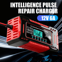 Station de charge universelle 12V 6A 72W entièrement intelligente à impulsions pour batteries de voiture et de moto, avec affichage LED