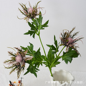 Fleurs artificielles Laixing en éryngium, en plastique et soie, faites à la main, pour décoration de mariage et de maison, style moderne, arrangement floral mixte - Product Image 4