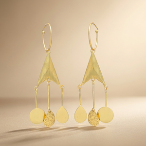 Pendientes Colgantes de Aleación de Metales Preciosos con Piedras Preciosas, Chapados en Oro, Hechos a Mano, Estilo Étnico Bohemio - Product Image 3