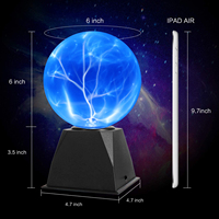 Lampe boule plasma magique de 6 pouces-Globe de sphère nébuleuse interactif alimenté par USB sensible au toucher et au son, cadeau éducatif scientifique