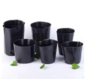 Black PE Soft Round Flower Pot Classic Design <strong>Small</strong> <strong>Planter</strong> for Outdoor Home Garden Nursery Decoration - Product Image 1