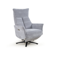 Fauteuil inclinable électrique pivotant en tissu lin gris clair, canapé simple avec bouton de commande latéral pour salon, meubles de maison