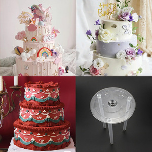 Double Layer Cake Piling Stand Plastic 6 8 10 Inch Round Base Birthday Cake Support Frame Embossing Design - Product Image 5