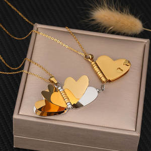 Collar con Colgante de Moda Personalizado de Acero Inoxidable 316L, Chapado en Oro PVD de 14K y 18K, Collar con Corazón, Collares en Blanco para Grabar - Product Image 2