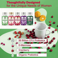 Probiotiques naturels pour femmes OEM, 50 milliards d'UFC, bonbons gélifiés à la D-Mannose, vitamines pour soutenir la santé des voies urinaires, étiquette privée personnalisée