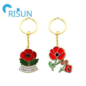Émail personnalisé N'oublions pas le drapeau du jour du Souvenir coquelicot porte-clés porte-clés pour la fête des anciens combattants porte-clés coquelicot personnalisé porte-clés - Product Image 4