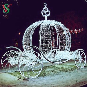 Decorazione commerciale all'aperto della strada del giardino di natale bianco ha condotto la luce della carrozza del cavallo - Product Image 1