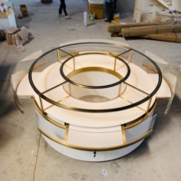 Étagère de présentation de bijoux en acier inoxydable ovale et ronde, vitrine de magasin pour bijouterie en verre, mobilier