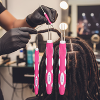 Aiguilles à crocheter pour dreadlocks 0,75 mm, manche en plastique, à tête simple, double ou triple, résistantes à l'usure, antidérapantes, en métal, pour l'enfilage des cheveux