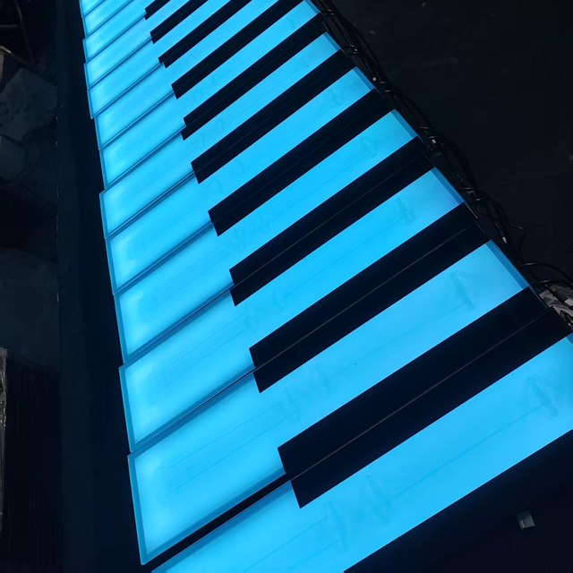 Customized RGB Led Interactive Giant Music Keywords Tiles Activate Light Game 3D Piano Dance Floor for Indoor Party Playground