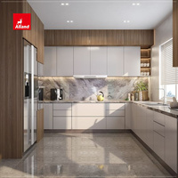 AllandCabinet European Building Project Mat 2 Pac Laque Armoire de cuisine sans poignée avec porte en dalle Panneau en contreplaqué MDF