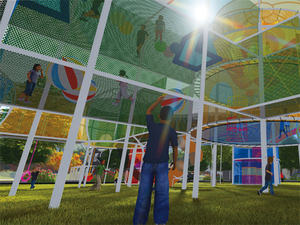 Filet en nylon arc-en-ciel personnalisable pour aire de jeux extérieure pour centre de divertissement - Cadre d'escalade à cordes, balançoire, divertissement familial pour enfants - Product Image 5