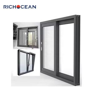 Fenêtres Coulissantes de Maison en Aluminium NFRC Coupe-Vent à Double Vitrage Trempé avec Moustiquaire pour le Gros - Product Image 1