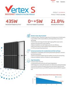 แผงโซลาร์เซลล์ราคา <span class=keywords><strong>420</strong></span> วัตต์ แผงโซลาร์เซลล์ <span class=keywords><strong>Trina</strong></span> TSM-DE09R.08 420W 425W 430W แผงโซลาร์เซลล์สีดำ - Product Image 3