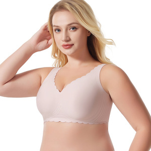Sujetador sin costuras de gelatina de talla grande para mujer, con diseño de ondas góticas y fruncido para evitar la flacidez - Product Image 1