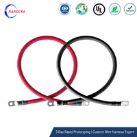 Câble de batterie personnalisé 4AWG en cuivre pur avec cosses annulaires pour batteries au lithium et onduleurs, assemblage de câbles de raccordement isolés en PVC rouge/noir