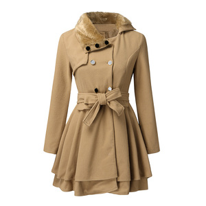 Abrigo Largo de Lana Sherpa para Mujer, Estilo Coreano, <span class=keywords><strong>Acolchado</strong></span>, Doble Botonadura, Estilo Inglés - Product Image 1
