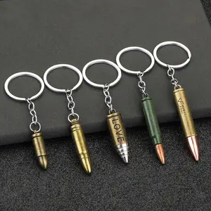 سلسلة مفاتيح برصاص معدني صغير مخصصة بسعر الجملة كهدية ترويجية مع قلادة مفاتيح برصاصات موديل