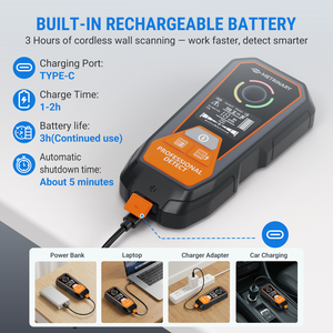 Détecteur de montants en bois LCD HD, détection de métaux, mesure de la profondeur des câbles sous tension 38mm - Product Image 4