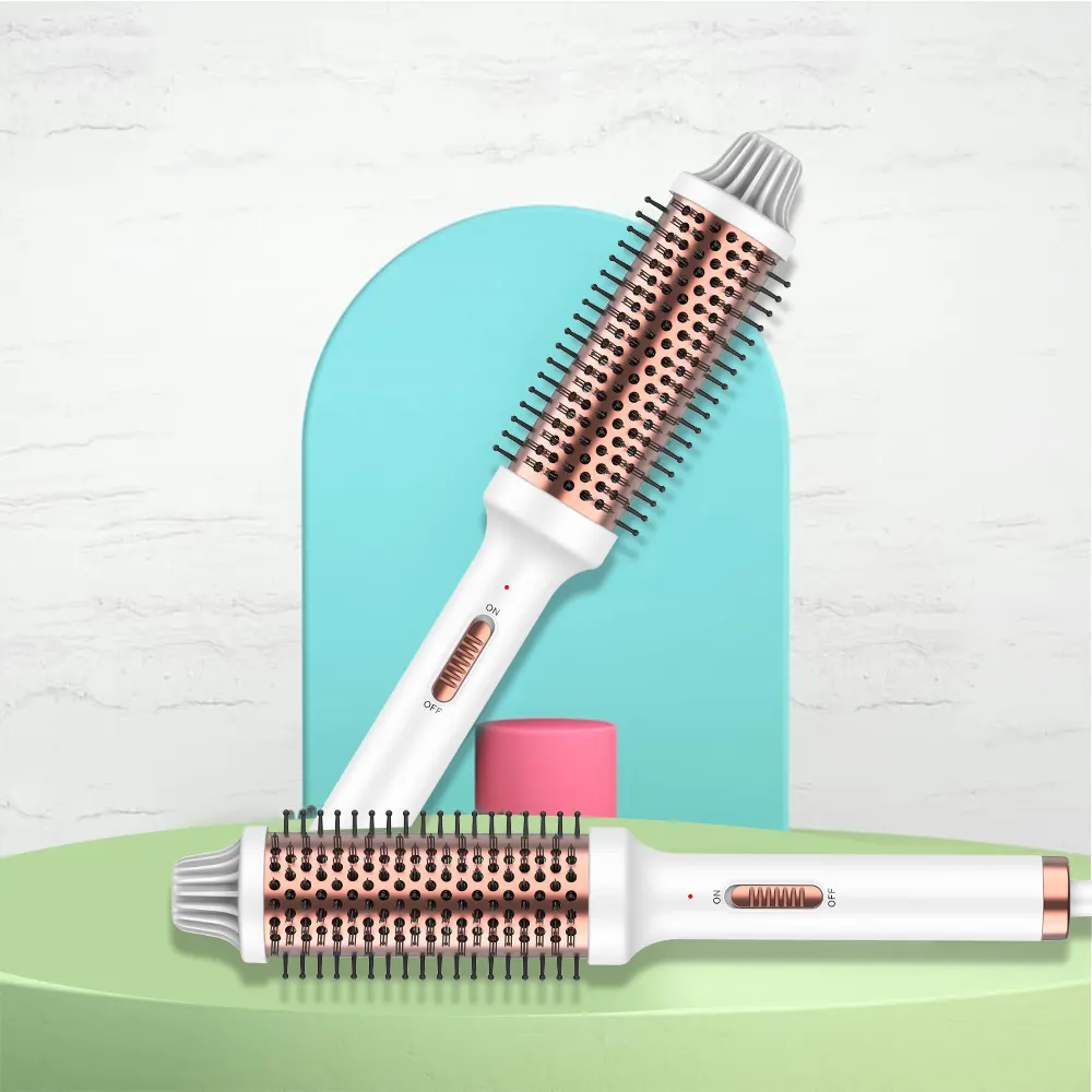 Thermal Dual Voltage Ionic Hair Beheiztes rundes 3-in-1-Haar Multi-Styler Hair Curling Heizkamm Glätte isen Hot Curl Wand Brush