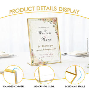 Marco <span class=keywords><strong>de</strong></span> Fotos Acrílico con Borde Dorado en Forma <span class=keywords><strong>de</strong></span> L, Moderno, Elegante, Irrompible, Porta Menús, Soporte <span class=keywords><strong>de</strong></span> Letreros para Mesa para Restaurantes y Cafeterías - Product Image 5