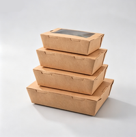 Wegwerp vetwerende biologisch afbreekbare kraftpapieren saladebox met transparant anti-condens venster voor salade, fruit, sandwich, pannenkoek