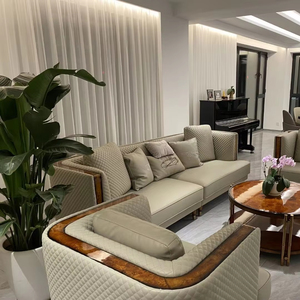 Cómodo sofá Seccional de cuero italiano relajante diseño minimalista moderno de acero inoxidable de alta calidad Foshan - Product Image 1