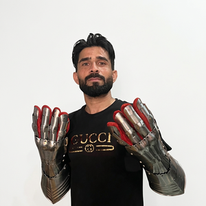 Gants de guerrier médiévaux faits à la main en acier inoxydable, 16 pouces, plaqués argent, pour reconstitution historique - Product Image 6