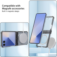 Casing HP Anti Benturan dengan Pengisian Daya Nirkabel dan Penyangga, Dilengkapi Pelindung Layar untuk Samsung Z Flip 8 7 6 5 4 3 (Barang Baru)